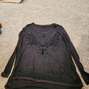 Women's Black Graphic Long Sleeve Top